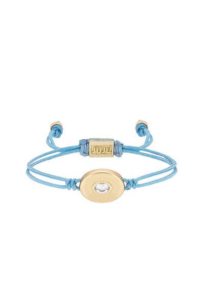 Juju Bronze White Jewelled Ellipse Turquoise String Bracelet