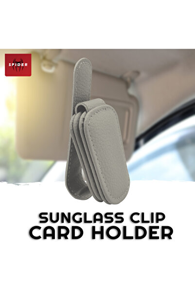 Spider Car Sun Visor Sunglasses Clip & Card Holder – Soft Leather, Scratch-Re...