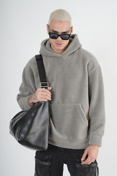 Butik Unisex Plush Hooded Oversize Kangaroo Pocket Unisex Trend We
