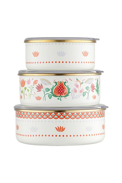 Emsan Pomegranate Enamel Mother of Pearl Storage Container Set