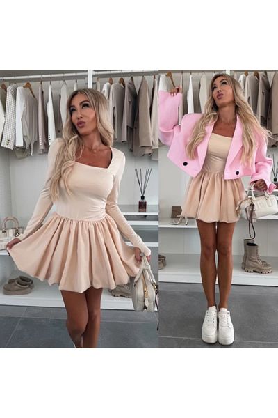 adorashop Rochie scurta cu fusta balon si maneca lunga IT5101