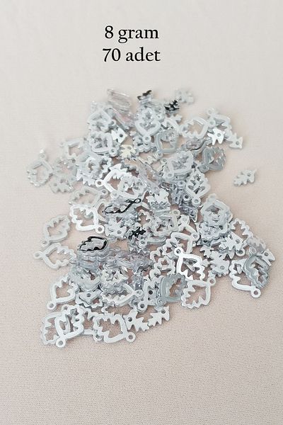 STUMBANNG Oya evening bracelet necklace plexi metallic plastic sequin silver color 8 grams 70 pieces - bnc513