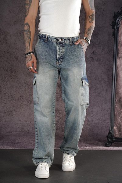 king brich Ανδρικό τζιν παντελόνι Baggy Fit Pocket