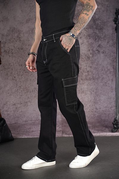 king brich Ανδρικό τζιν παντελόνι Baggy Fit Pocket