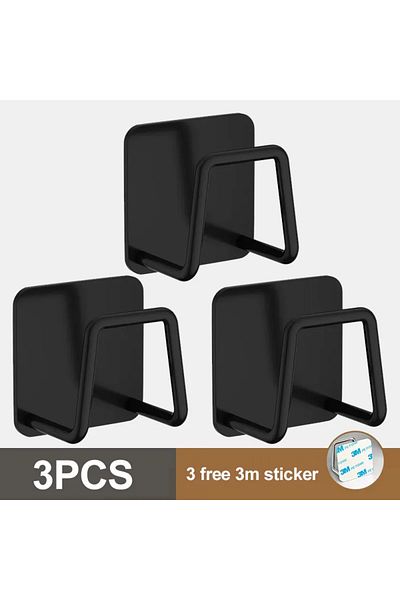 Choice Black-3PCS Kitchen Sponges Holder Stainless Steel Sink Sponges Drain Drying Rack Self Adhesive Stora