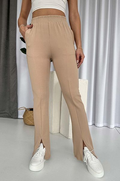 Mine Tan Butik Beige Slit Detail Trousers