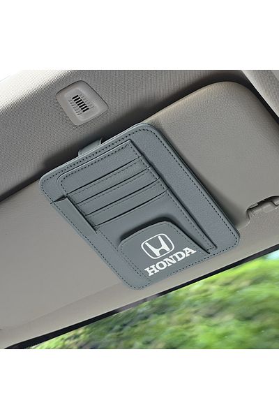Hyundai مشبك منظم واقي الشمس للسيارة - حامل تخزين متعدد الجيوب للبطاقات والنظارات والأقلام، هيونداي رمادي
