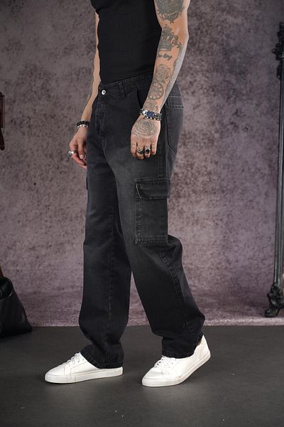 king brich Ανδρικό τζιν παντελόνι Baggy Fit Pocket