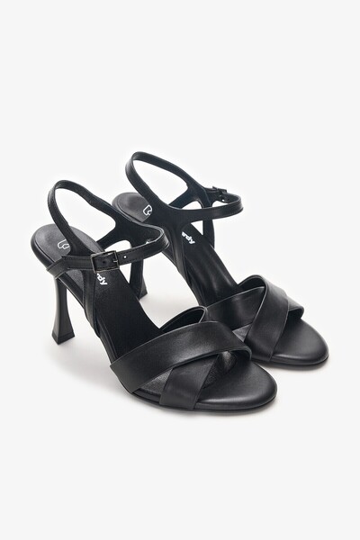 Louis Cardy Blaze Black Genuine Leather Women's Heeled Shoes