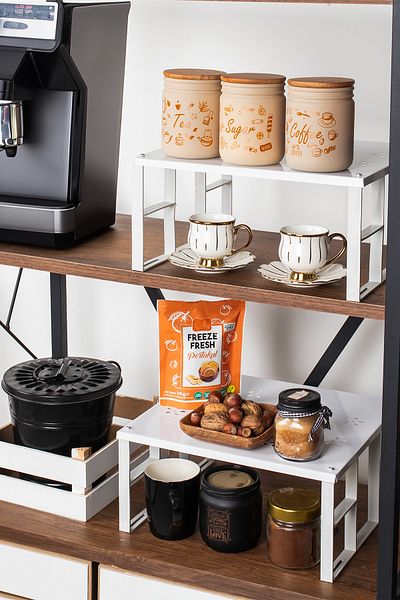 Porsima Org-01 - 3 Shelf Organizer - In-Cabinet Organizer Shelf - Plate Cup Rack Organizers