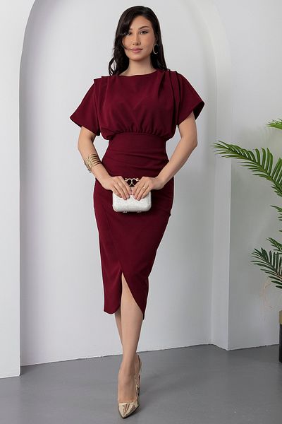 PULLIMM Rochie cu mânecă liliac plisată în față DKS1274