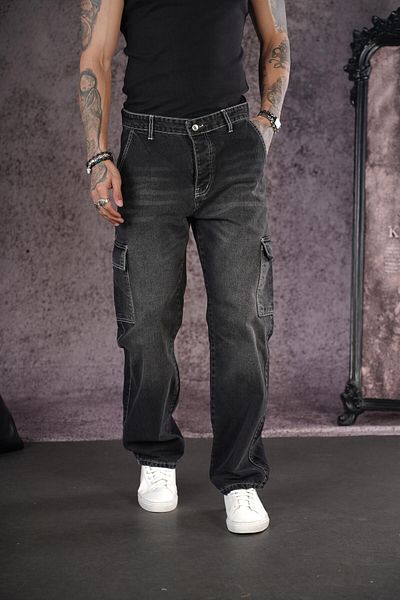 king brich Ανδρικό τζιν παντελόνι Baggy Fit Pocket