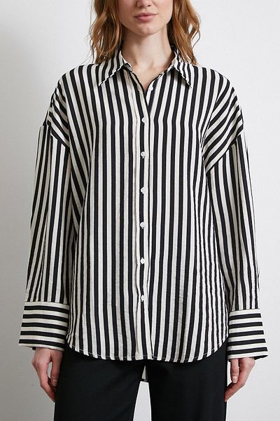 Never more Striped Design with Black t Sleeve Shirt