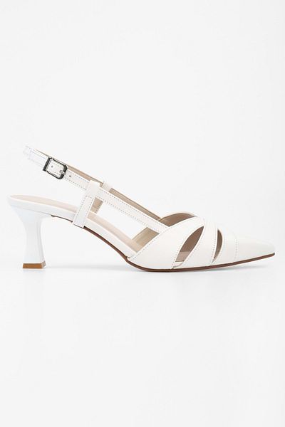 Shoeberry Women's Liora White Skin Short Heeled Stiletto