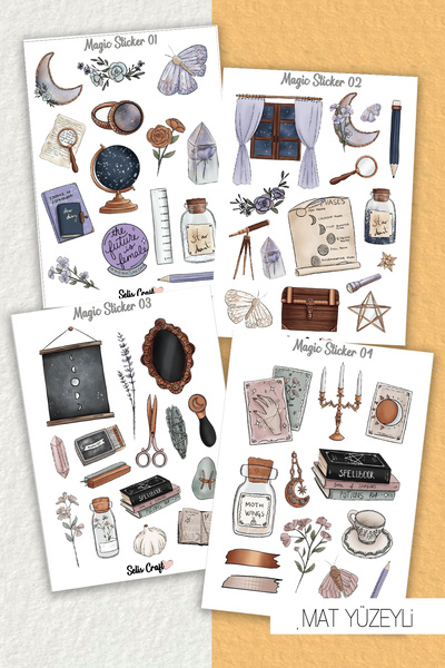 SelisCraft Magic Temalı Mat Sticker Serisi 01 Ajanda Planlayıcı Bullet Journa...
