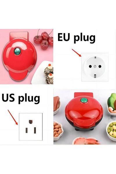 Choice Eu Other Red Multi Functional Mini Waffle Sandwich Cake Maker, Breakfast Cooking Machine, Dessert Ma