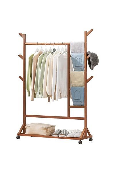 Quasar & Co. Cuier Hol, ®, Cu Roti, Pretabil Imbracaminte/incaltaminte, Bambus, 100x35x155 Cm, Maro