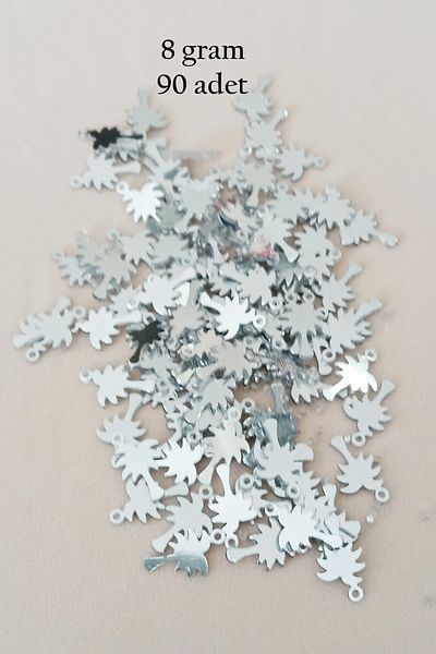 STUMBANNG Oya Evening Dress Bracelet Necklace Plexi Metallic Plastic Sequins Silver Color 8 Grams 90 Pieces - Bnc506