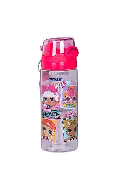 WİGGLE Set of 2 L.O.L 4 Compartment Children's Nutrition Bowl with Spoon and Fork - 500ml Water Bottle with Straw and Strap