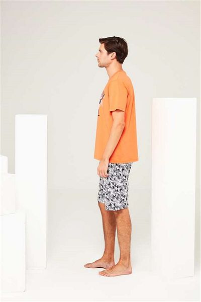 Mod Collection 3636 طقم شورت تي شيرت برتقالي للرجال