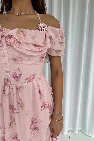 Mine Tan Butik Rochie roz cu guler Madonna cu design special