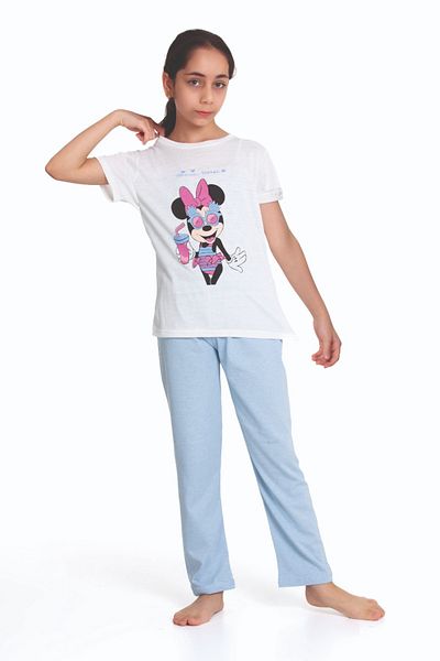 Sude HOMEWEAR Set pijama cu mânecă scurtă cu model pentru fete