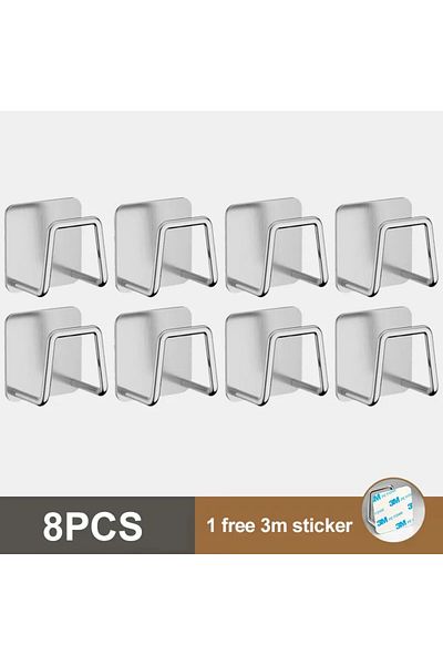 Choice Silver-8PCS Kitchen Sponges Holder Stainless Steel Sink Sponges Drain Drying Rack Self Adhesive Stor