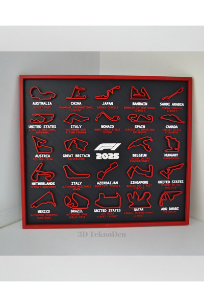 TEKNO FORMULA 1 YARIŞ PİSTLERİ DEKORATİF TABLO - 3D F1 PİSTLERİ - FORMULA 1 D...