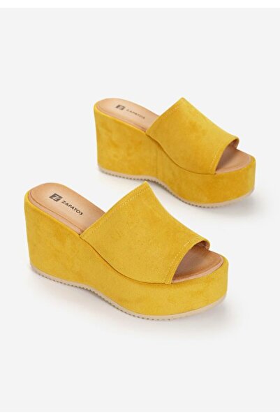 B T Shoes Belona yellow platform slippers