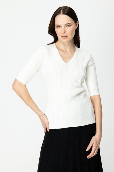 ON V-Neck Collar Buttoned Ribbed Knitwear Sweater