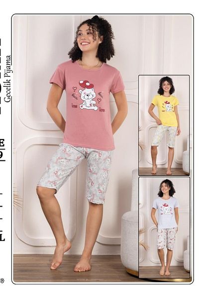 kozaneli Women's Capri Short Sleeve Pajama Set