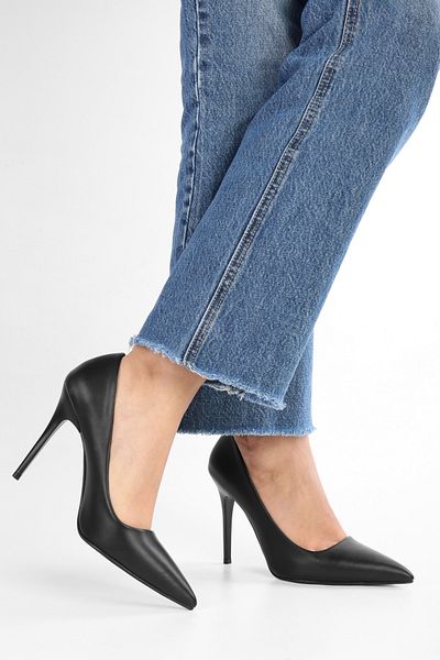 Shoeberry Deyna Black Skin klassischer Stiletto-Absatz für Damen