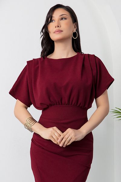 PULLIMM Rochie cu mânecă liliac plisată în față DKS1274