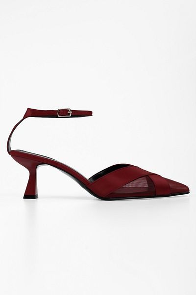 Shoeberry Burgundy Satin Stiletto