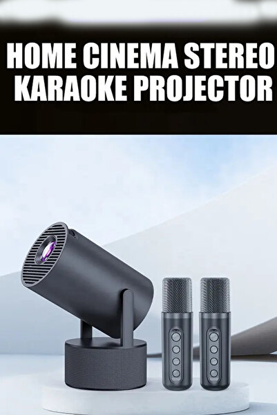 TECHNOMEN Mikrofonlu Projektör 4K Android 11 Taşınabilir Ev Sineması Video Projektörleri KARAOKE projektör
