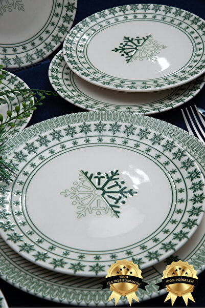 Heda Porselen Pine Tree 6 Piece Porcelain Cake Plate Set