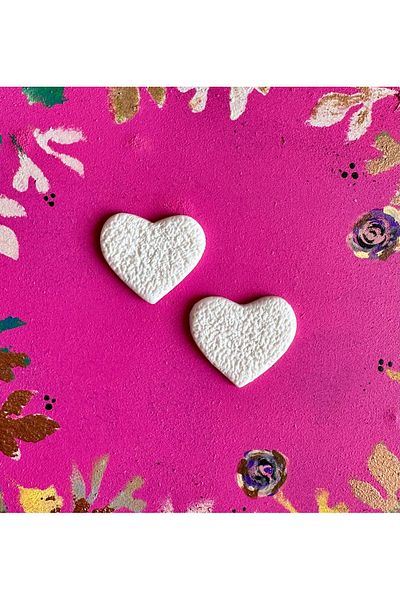 ACCESSORY White Pattern Heart Earrings