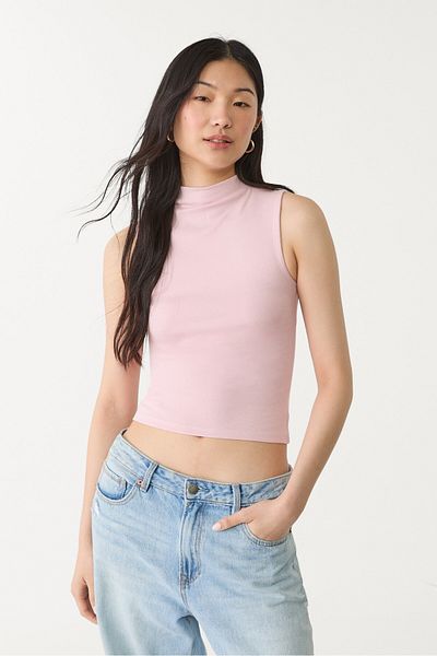 Stradivarius Basic fitted mock neck T-shirt