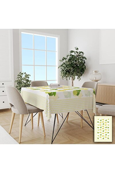 yok yok evim eve dair her şey Lemon Patterned Easy to Clean Stain Resistant C...