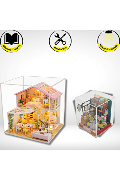 minyaturia Minyatür Maket Seti: Tatlı Anı & Şekerlemeci | İkili Paket |DIY Ho...