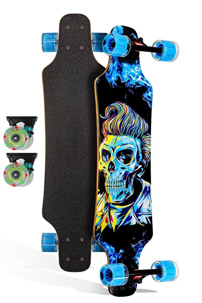 Telvesse Işıklı Kaykay Silikon Teker Sessiz Semi-PRO Skeleton Model Zımparalı Skateboard Longboard 80 cm 3116