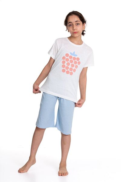 Sude HOMEWEAR Set de pijamale pentru fete cu mâneci scurte cu modele