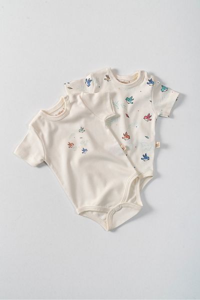 Bubbles 100% Organic Cotton Cute Baby Bird 2-Piece Baby Body Set