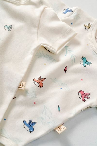 Bubbles 100% Organic Cotton Cute Baby Bird 2-Piece Baby Body Set