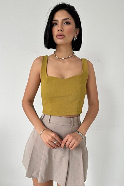 Dua Giyim    Oil Green Strappy Blouse