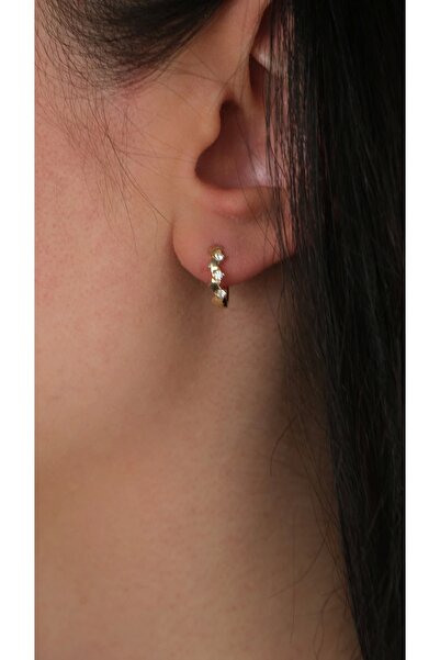 Arpaş 14 Ayar Altın Taşlı Halka Küpe