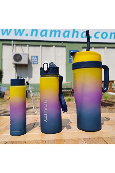 UYGUN VİP HOME 3'lü STANLAY Tarzı Çift Ağızlı 300ml ,800 ml, 1200ml Motivasyo...