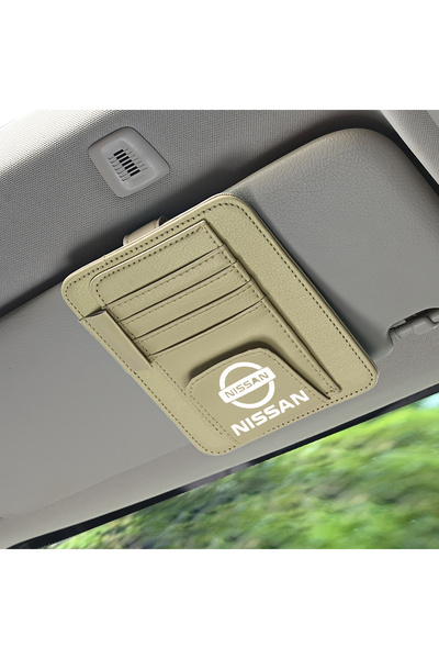 Nissan مشبك منظم واقي الشمس للسيارة - حامل تخزين متعدد الجيوب للبطاقات والنظا...