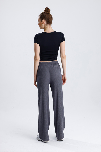 FV Bürümcük Fabric Wide Leg Women's Elastic Waist Palazzo Trousers