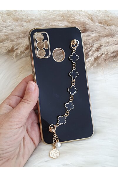 Aksesuarda Moda TECNO SPARK  7 - 7T  Uyumlu Yonca Çiçekli El Geçmeli Lazer Ke...